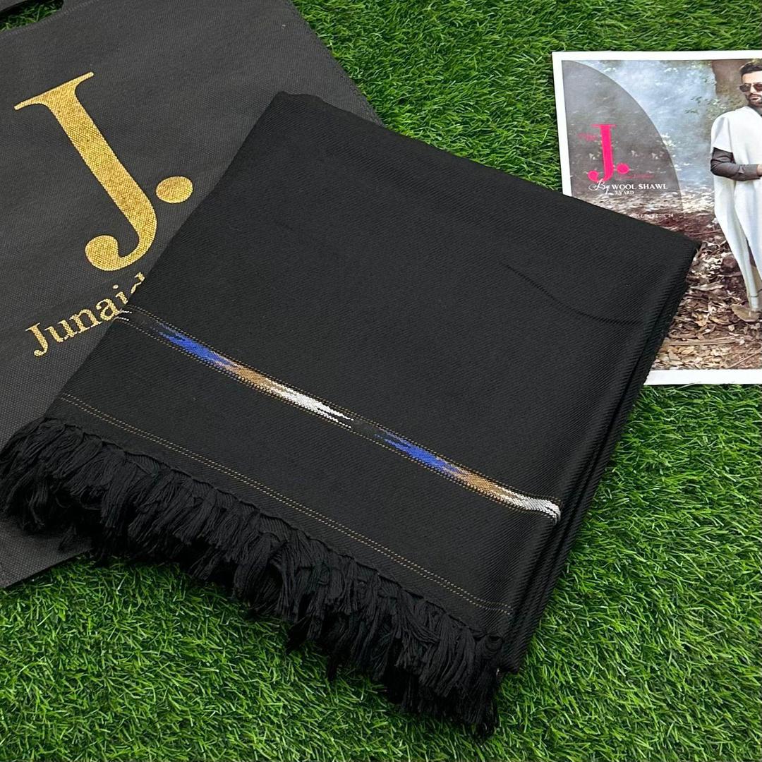 Black Embroidered Wool Shawl - 1 Pc Elegant Wrap for All Occasions
