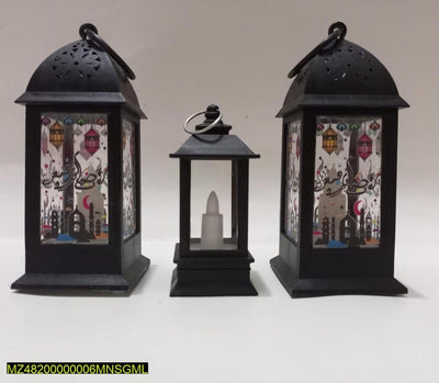 Ramadan LED Flame Light Decoration Lamp, Pack Of 3 (BLACK)