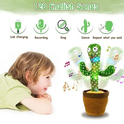 Dancing Cactus Toy – Singing, Talking, Voice Recording Plush With Usb Rechargeable For Babies And Kids
