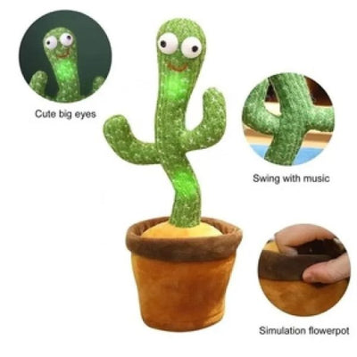 Dancing Cactus Toy – Singing, Talking, Voice Recording Plush With Usb Rechargeable For Babies And Kids